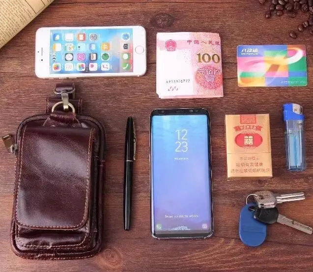 Мужской чехол из натуральной бычьей кожи с зажимом для ремня Galaxy Xcover 4/J3 Emerge/C7 Pro/C5