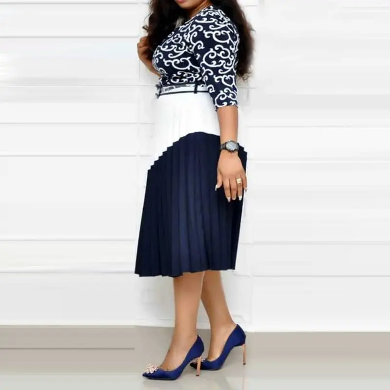 Модный принт плиссированные юбки комплект из обуви в африканском стиле платье