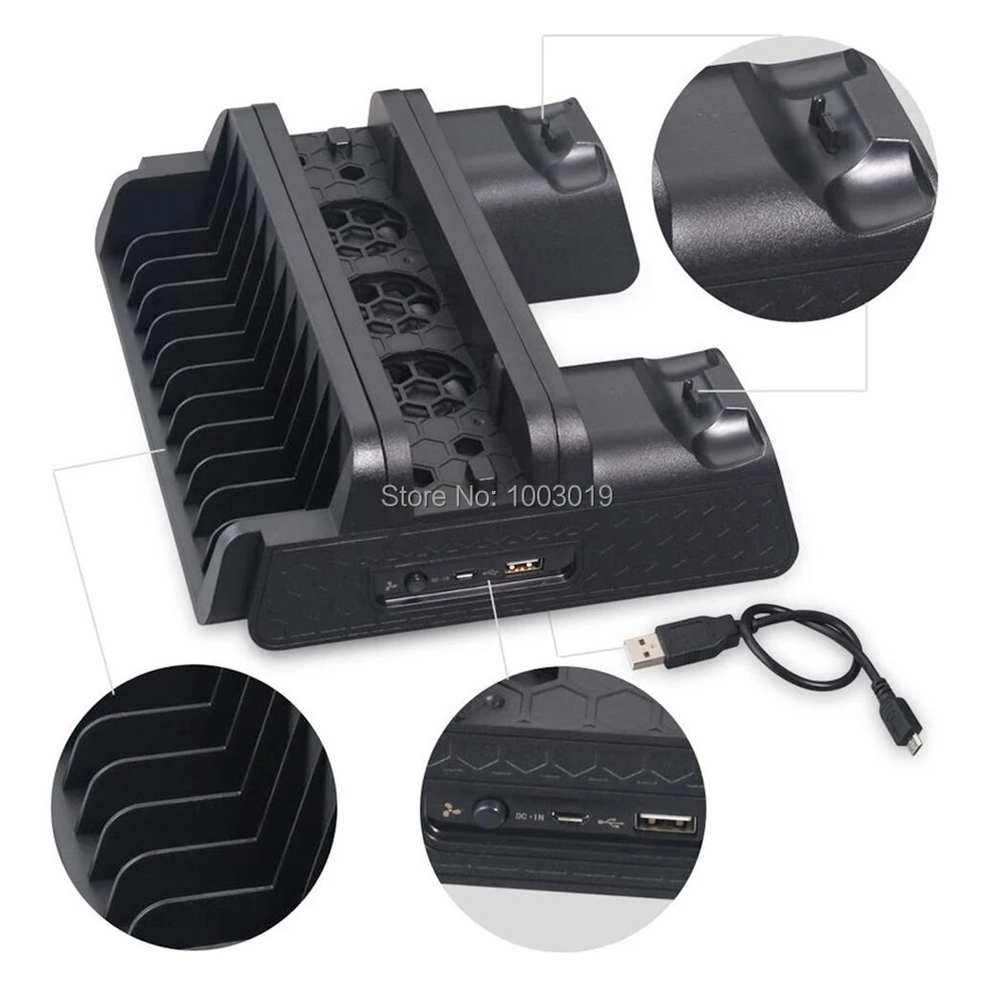 Вертикальная охлаждающая подставка DOBE для PS4/PS4 Slim/PS4 Pro зарядное устройство
