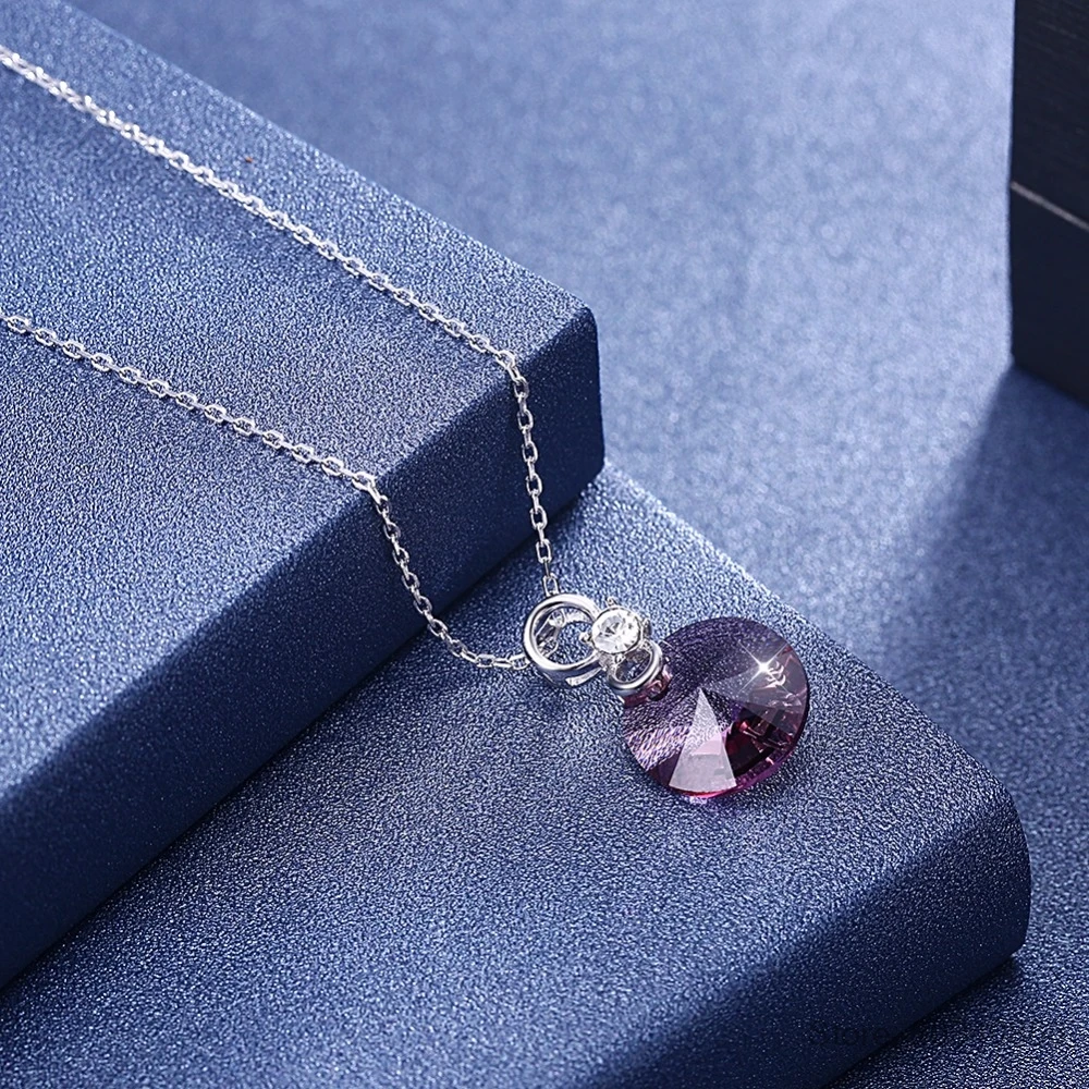 Ожерелье LEKANI с кристаллами Swarovski 925 женское ожерелье Модное Элегантное шикарное ювелирное изделие белого розового синего цвета