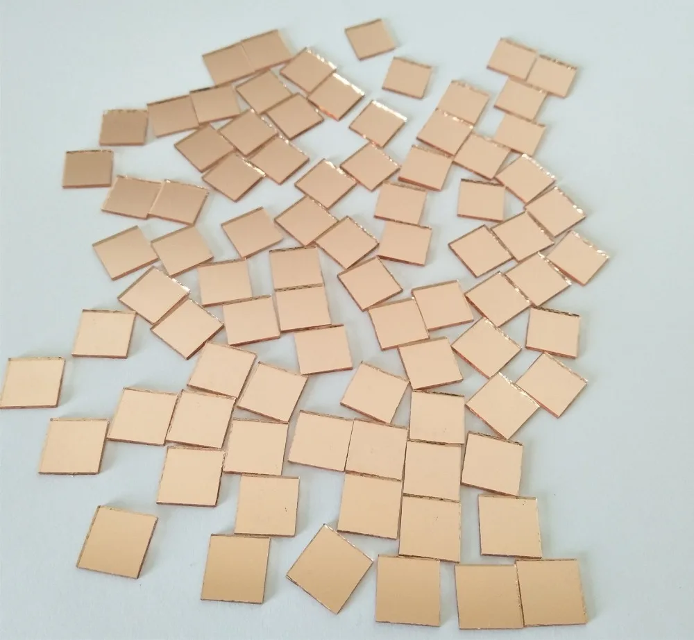 

New Arrive 1x1cm Light Rose Gold Small Glass Square Craft Mirrors Bulk 200 Pieces Mosaic Tiles