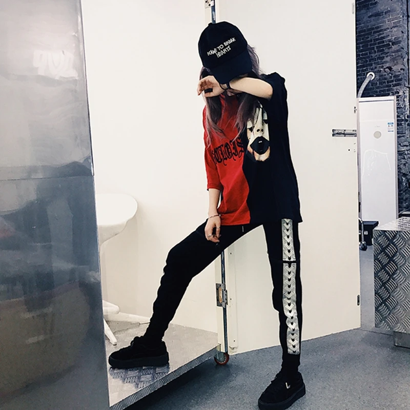 Summer Women Hip-Hop Short T-Shirts 2018 New Embroidery Patchwork Harajuku Tshirts Female Casual O-Neck Cotton Tees ZX83 | Женская