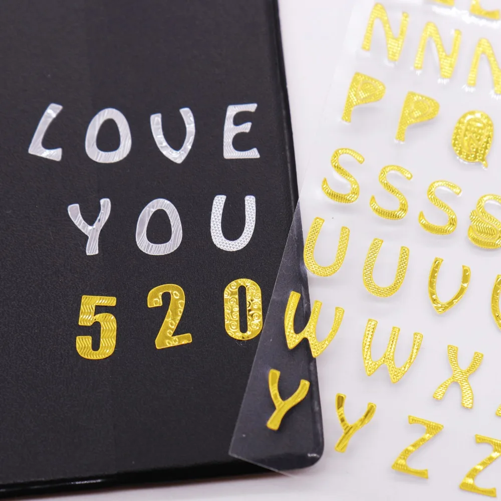 DIY цвета: золотистый серебристый номера наклейка с буквами Стикеры Скрапбукинг