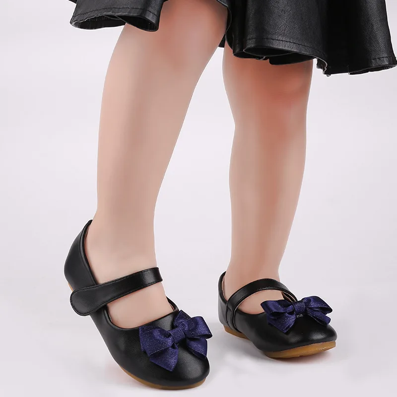 2018 Весенняя детская обувь принцессы для девочек модная кожаная с бантом бабочкой