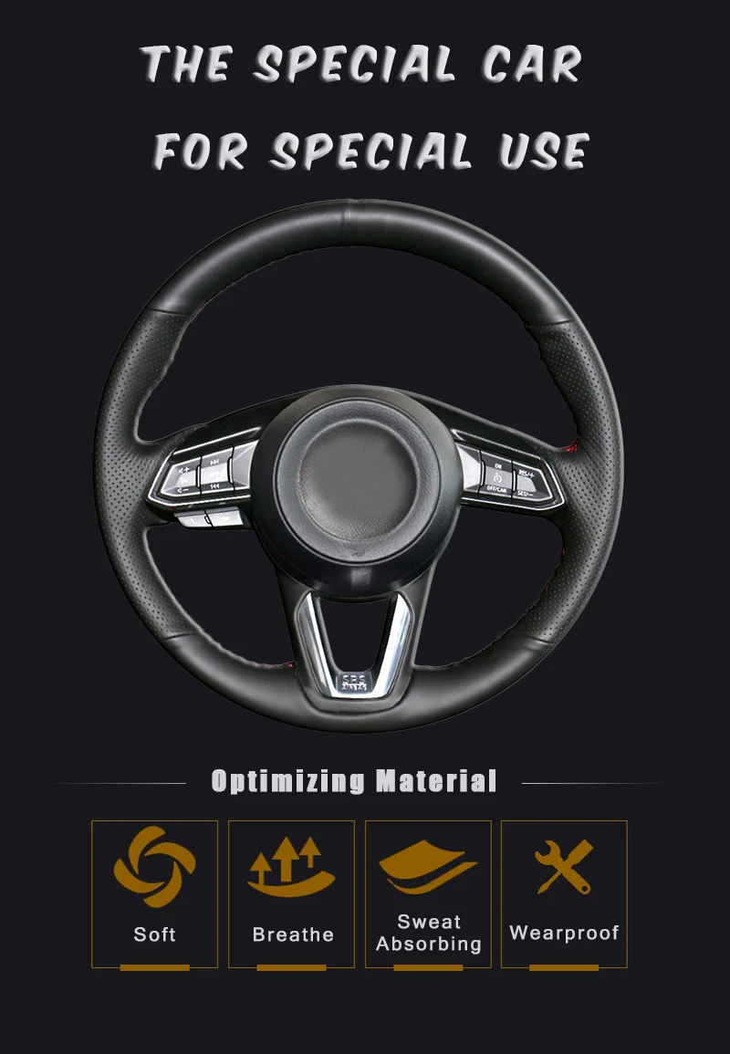 Оплетка автомобиля на крышке рулевого колеса для Mazda 3 Axela Mazda 6 Atenza CX-3- CX-5- CX-9 для Toyota Yaris