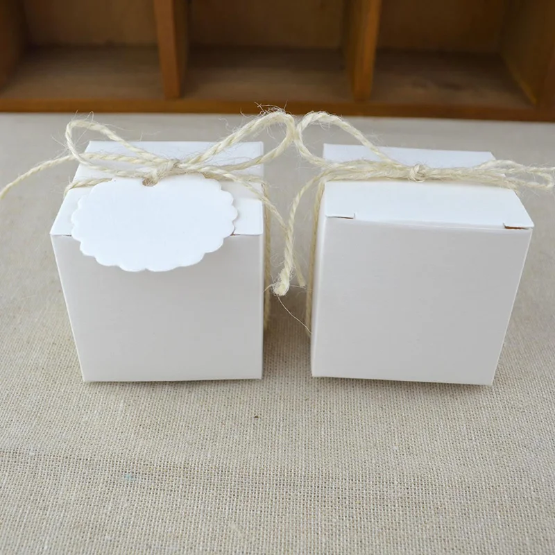 

50pcs White Laser Cut Square Shaped Gift Candy Boxes Favor Gifts Bags & Ribbon Baby Shower Wedding Birthday Party Decoration