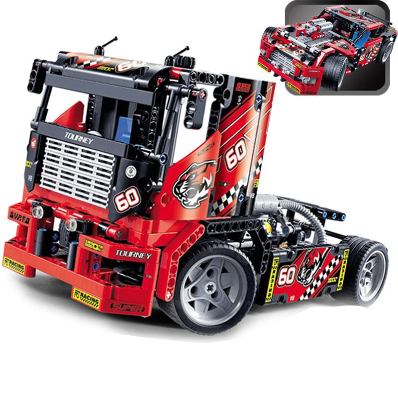 608 шт. Technic Racing Truck Car 2 в 1 Наборы кубиков строительных блоков для модели