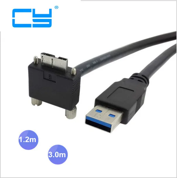 90 градусов прямоугольный Micro B USB 3 0 винтовое крепление к USB3.0 A Тип Мужской кабель