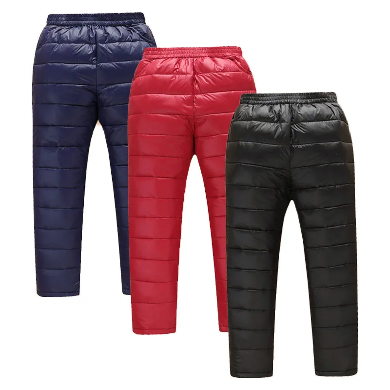 

Baby Boys Girls Autumn Winter Down Pants Children Outerwear Toddler Thick Down Pant Solid Color Warm Long Trousers Kids Clothing
