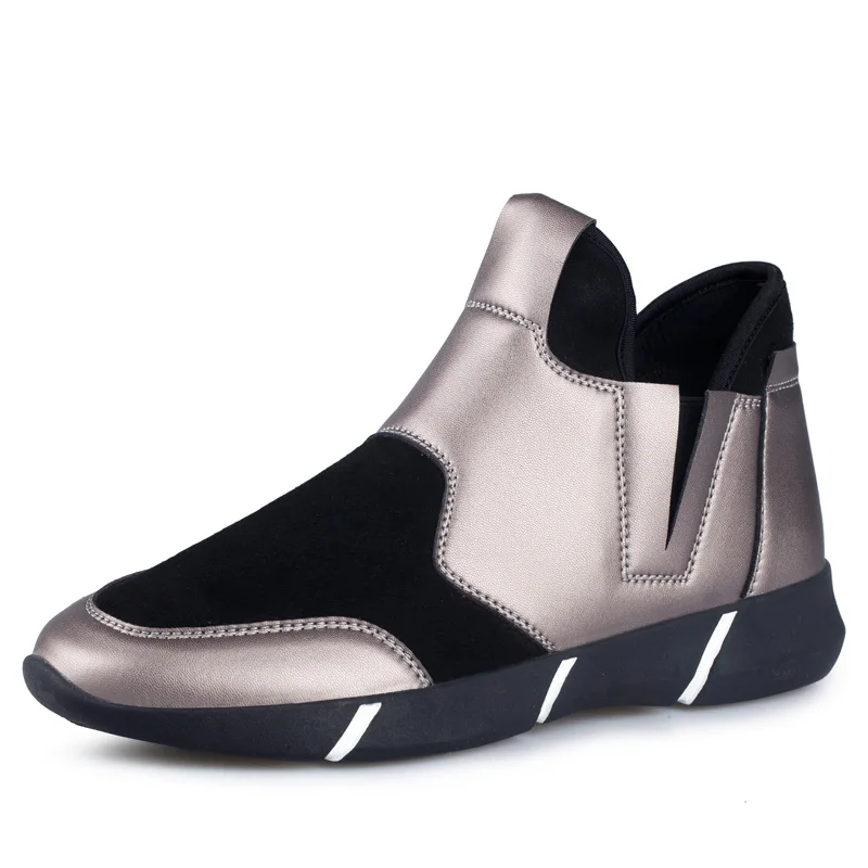 2017 Высокое Качество Мода Мужские Высокого Верха Обуви Теплые Кожа Черный