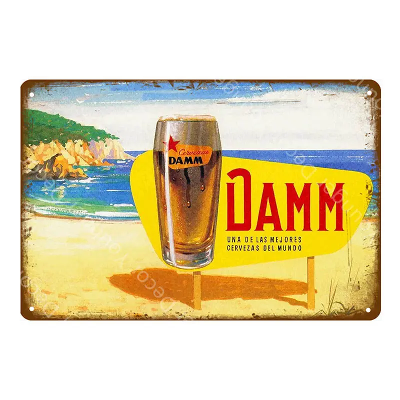 Питьевое пиво вино Estrella Damm металлические знаки паб бар ресторан кухня домашнее