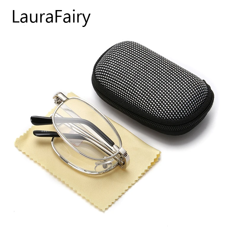 

Laura Fairy Brand Designer Alloy Frame Anti-fatigue Resin Lenses Folding Reading Glasses Women Men Foldable Presbyopia Eyewear