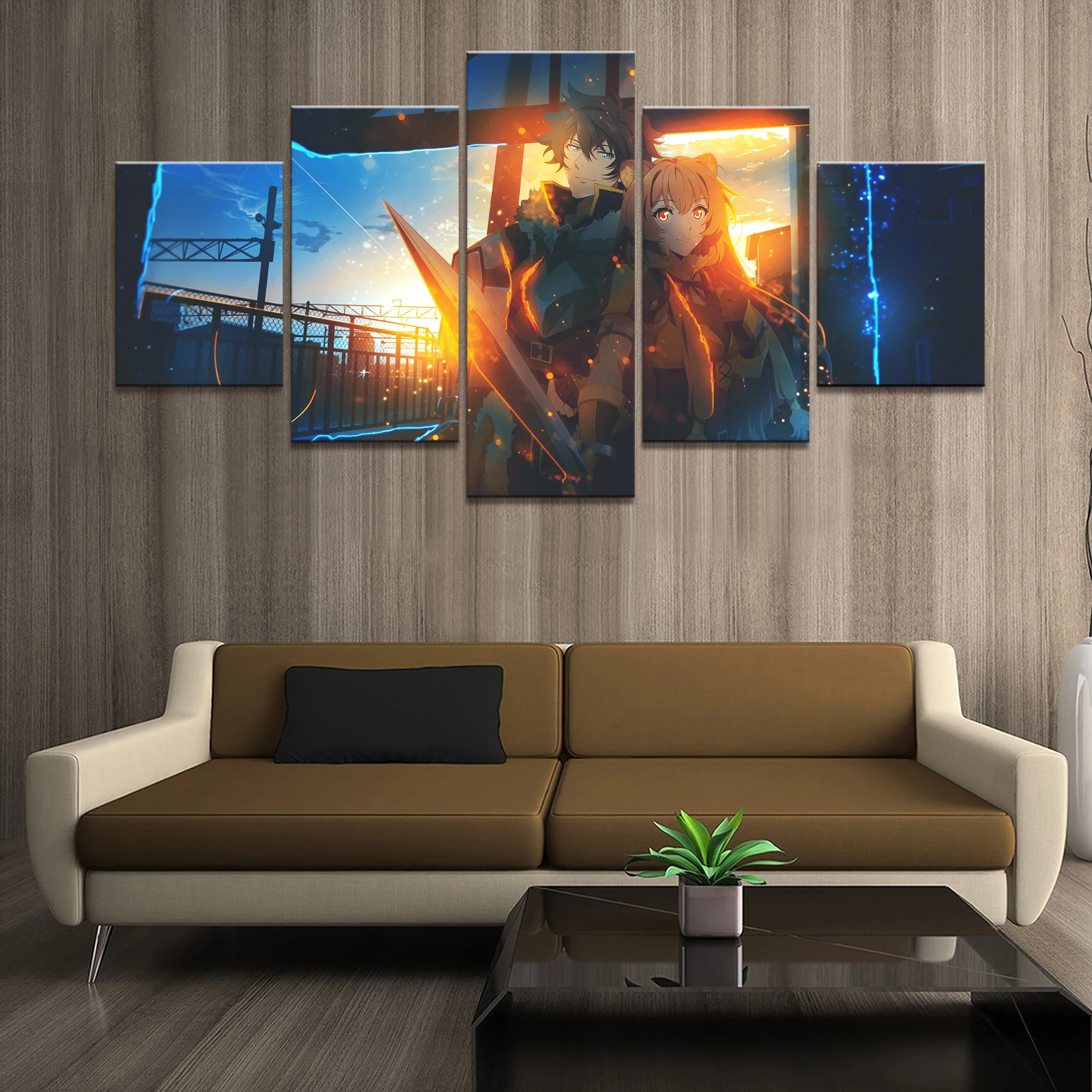 5 панелей восходящий из щита герой трейлер аниме Картина на холсте для гостиной