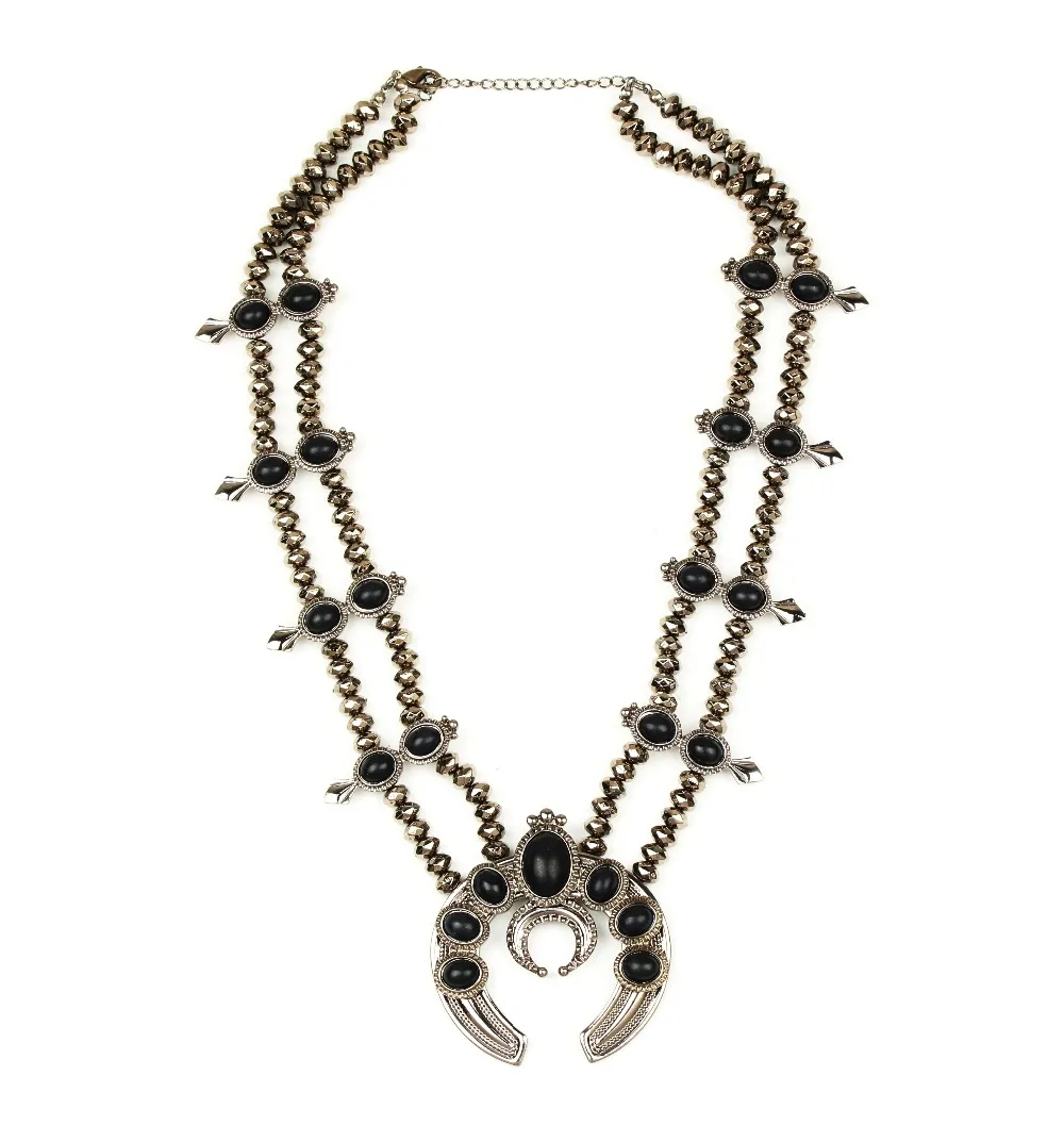 Ожерелье в виде сквоша винтажное серебряное ожерелье черное синее сквош цветок |