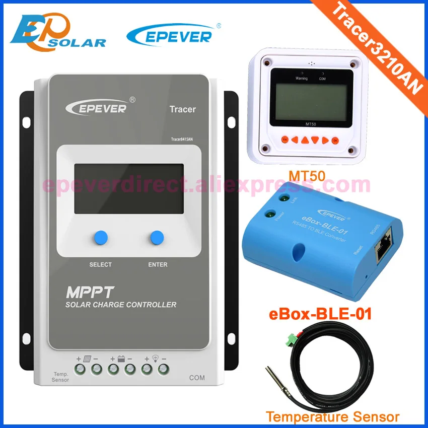 Tracer3210AN ЖК Регулятор mppt 12 В 24 temp sensro и BLE eBOX 30A 30 Ампер солнечного PV Контроллер MT50