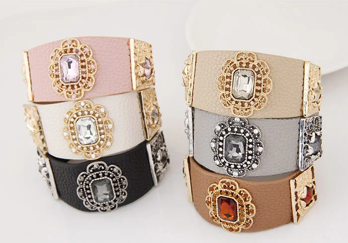 Женский кожаный браслет LEMOER магнитная застежка со стразами ручной работы 2019 |