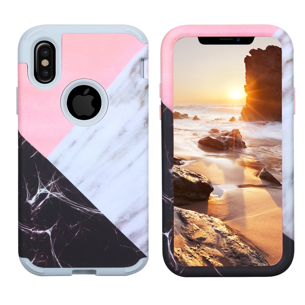 For iphone X Marble case Silicone Slim Fit Shock Absorption Drop Protect Defender Cover 8 8plus full protect |