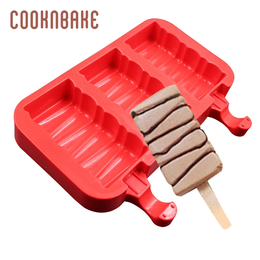 

COOKNBAKE Silicone Ice Cream Maker 3 Hole Silicone Ice lolly Summer Tool frozen juice popsicle mould for children Reusable