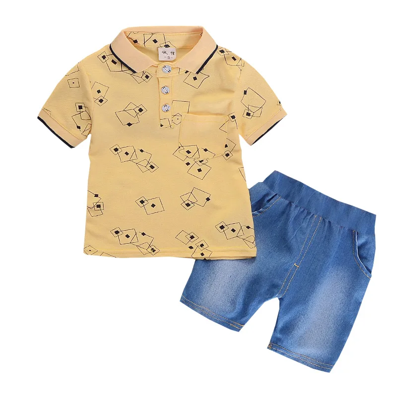 Комплект детской одежды для маленьких мальчиков футболка с короткими рукавами и