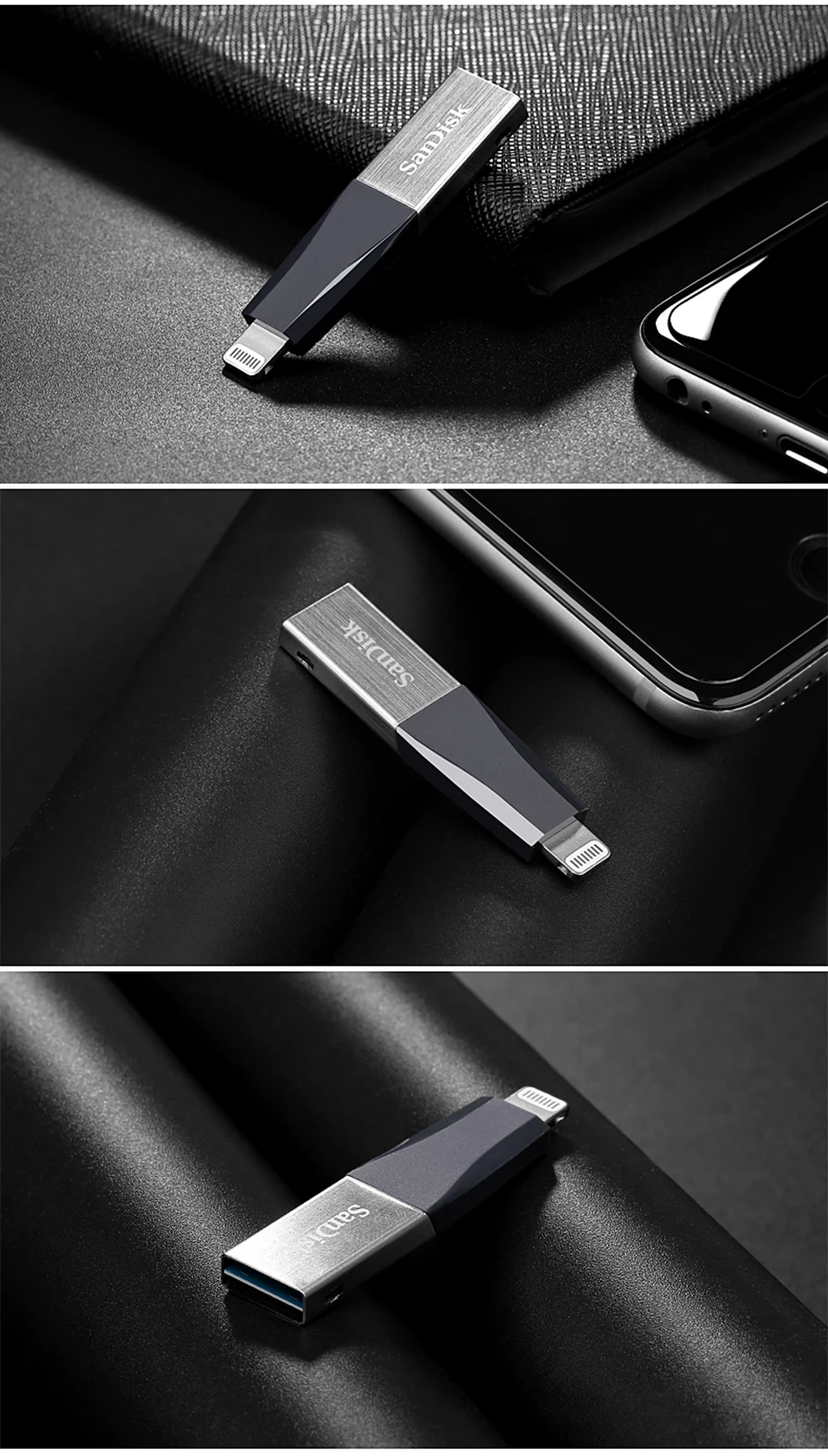 USB флеш-накопитель sandisk ixpand OTG 64, 128 ГБ, флешка 128 ГБ, 64 ГБ, 32 ГБ, 256 ГБ, флеш-накопитель 3,0, USB флешка, диск на ключ, память для телефона