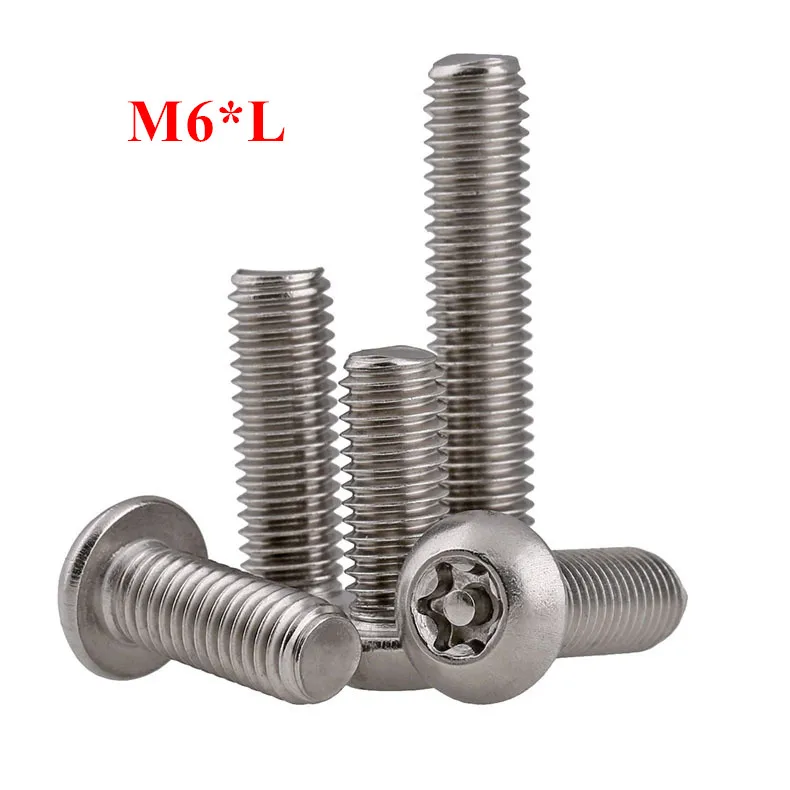 

50pcs M6 Six lobe Pan Head torx machine security screw m6 Inside plum flower belt pillar type anti-theft Round torx screws