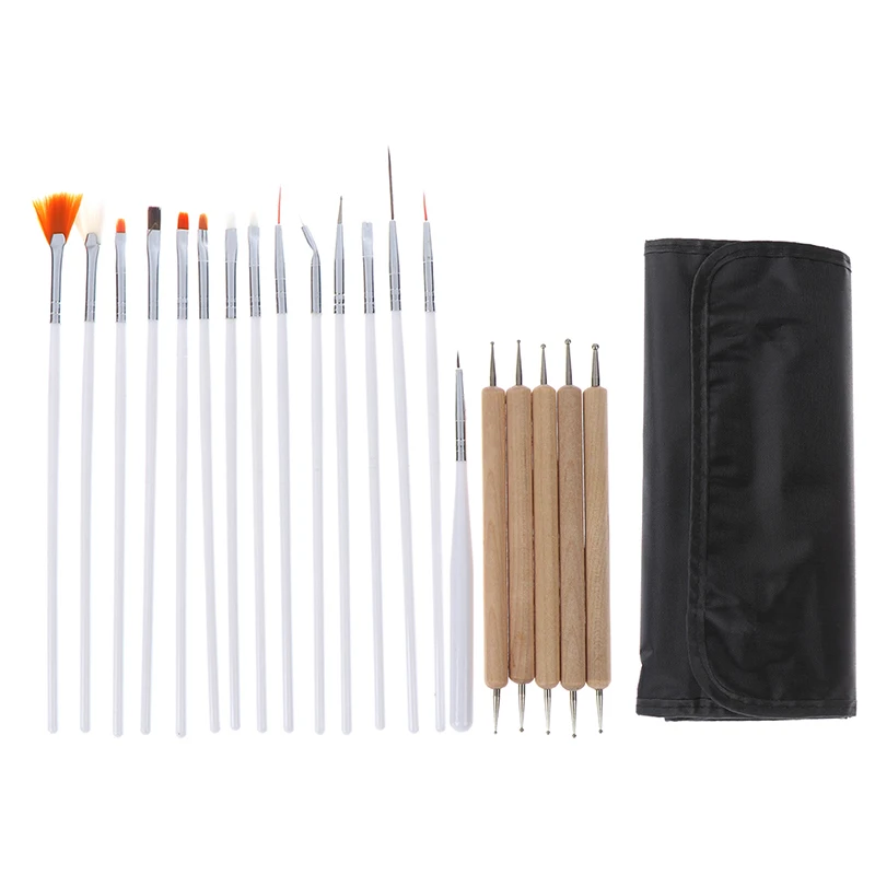 Diy красочный лак для ногтей УФ-гель + сумочка-20 шт./компл. Nail Art щетка декора набор