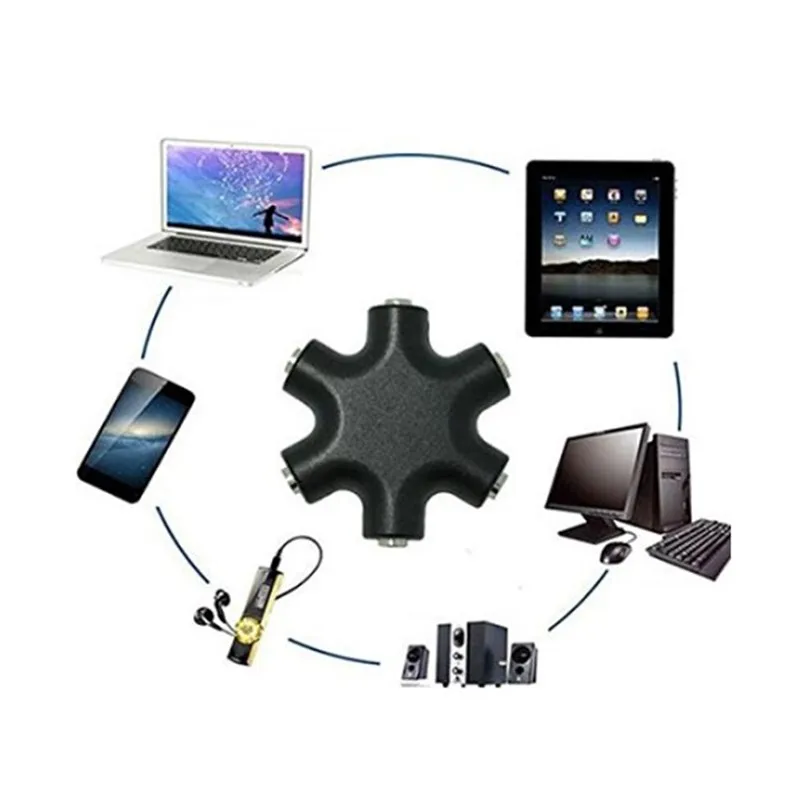 KEITHNICO 3 5 мм Джек 6 Way Multi Port Hub Aux Разветвитель для наушников полезный аудио кабель