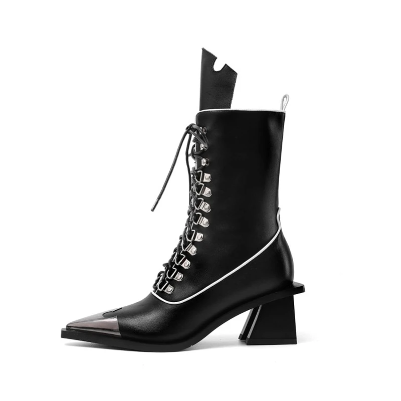 LFFZ/модные высокие ботинки женские повседневные из натуральной кожи на высоком