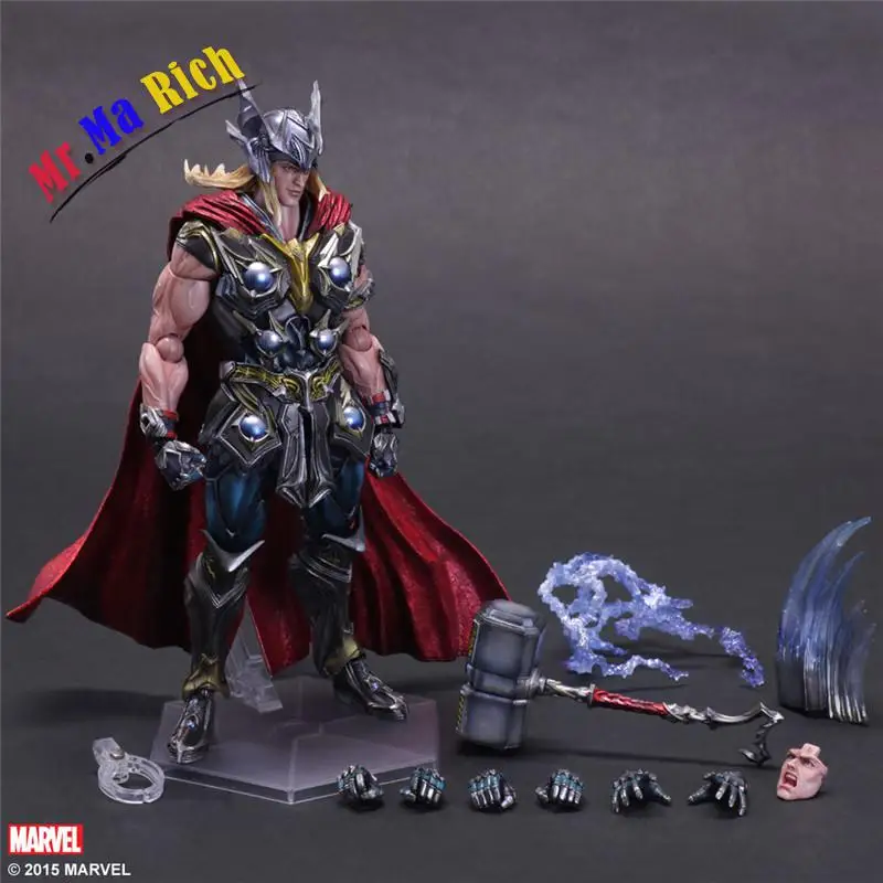 Play Arts Kai Thor Juguetes ПВХ экшн фигурка Hammer Brinquedos Коллекционная модель детские игрушки