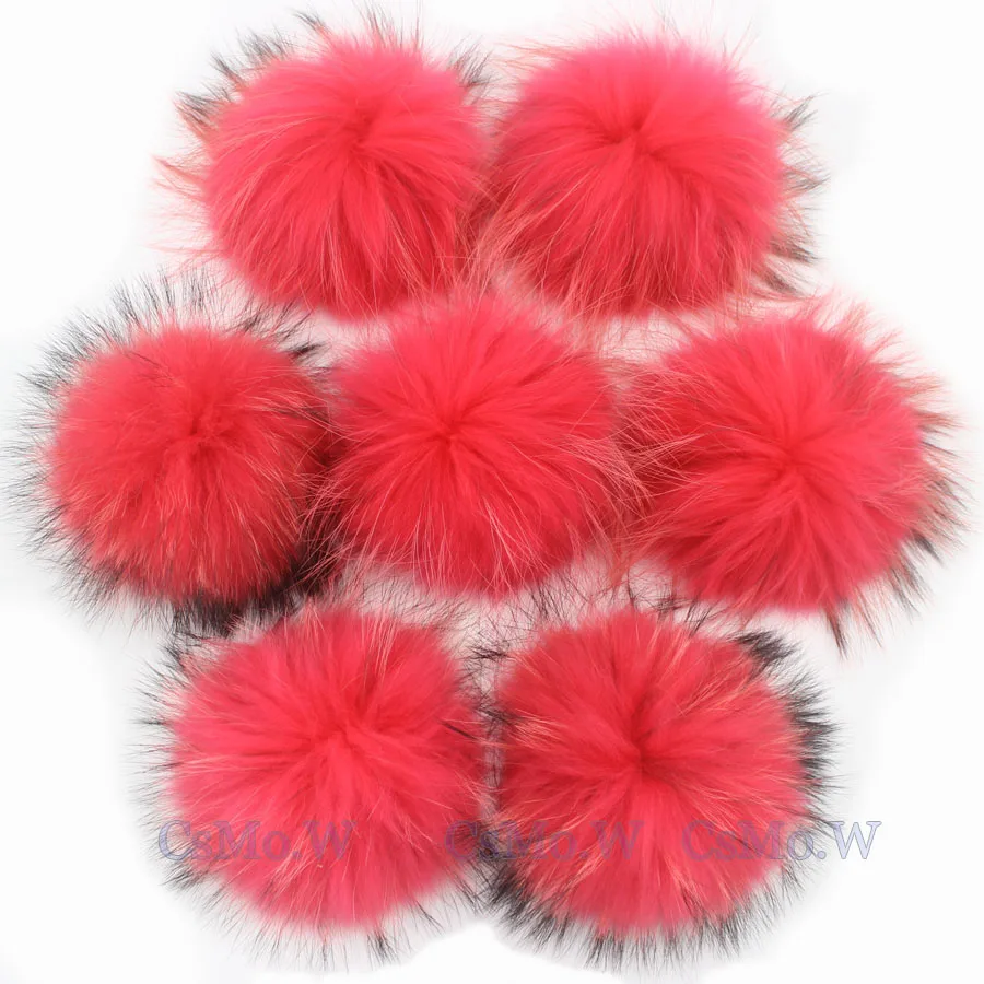 watermelon pink 10 шт./Партия DIY большой размер 15 см DIY настоящие помпоны из лисьего меха енота шарики-Помпоны натуральный мех помпон для шляпа и Сумка Обувь шарфы - Цвет: watermelon pink