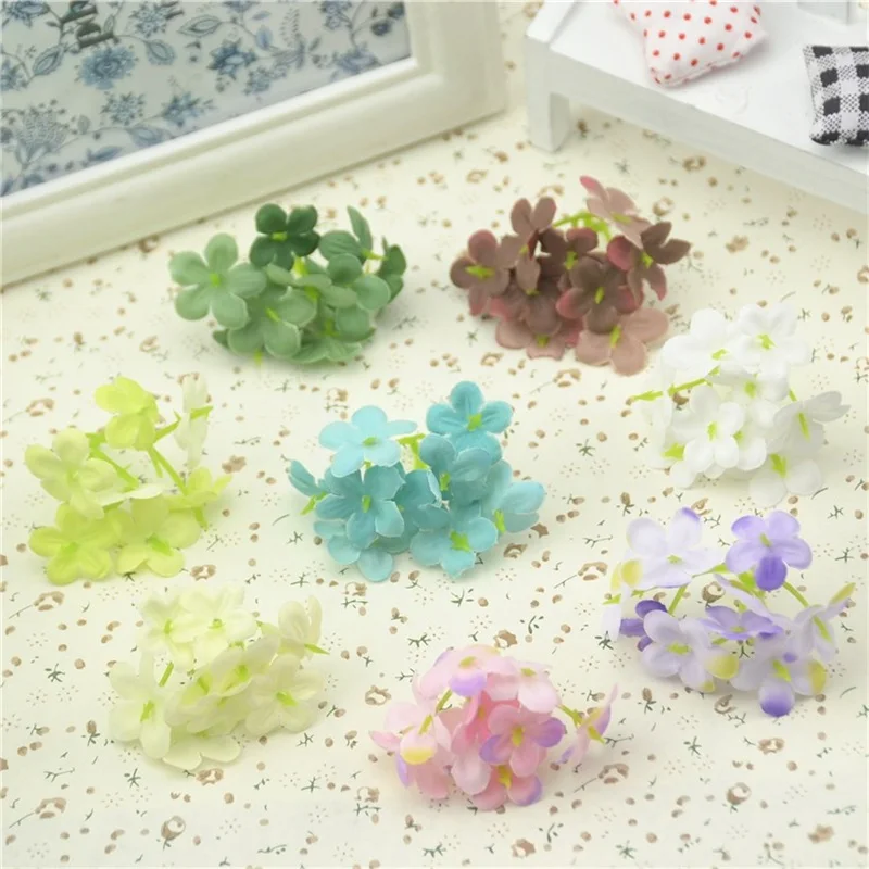mix color 10 шт./партия, 90 головок, мини-Stamen Шелковый цветок сливы, искусственная Цветочная головка для свадебного украшения, венок Скрапбукинг, ремесленные цветы - Цвет: mix color