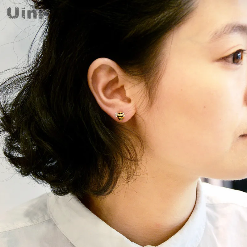 Uini Tail хит продаж новые серьги в виде пчелы из стерлингового серебра 925 пробы