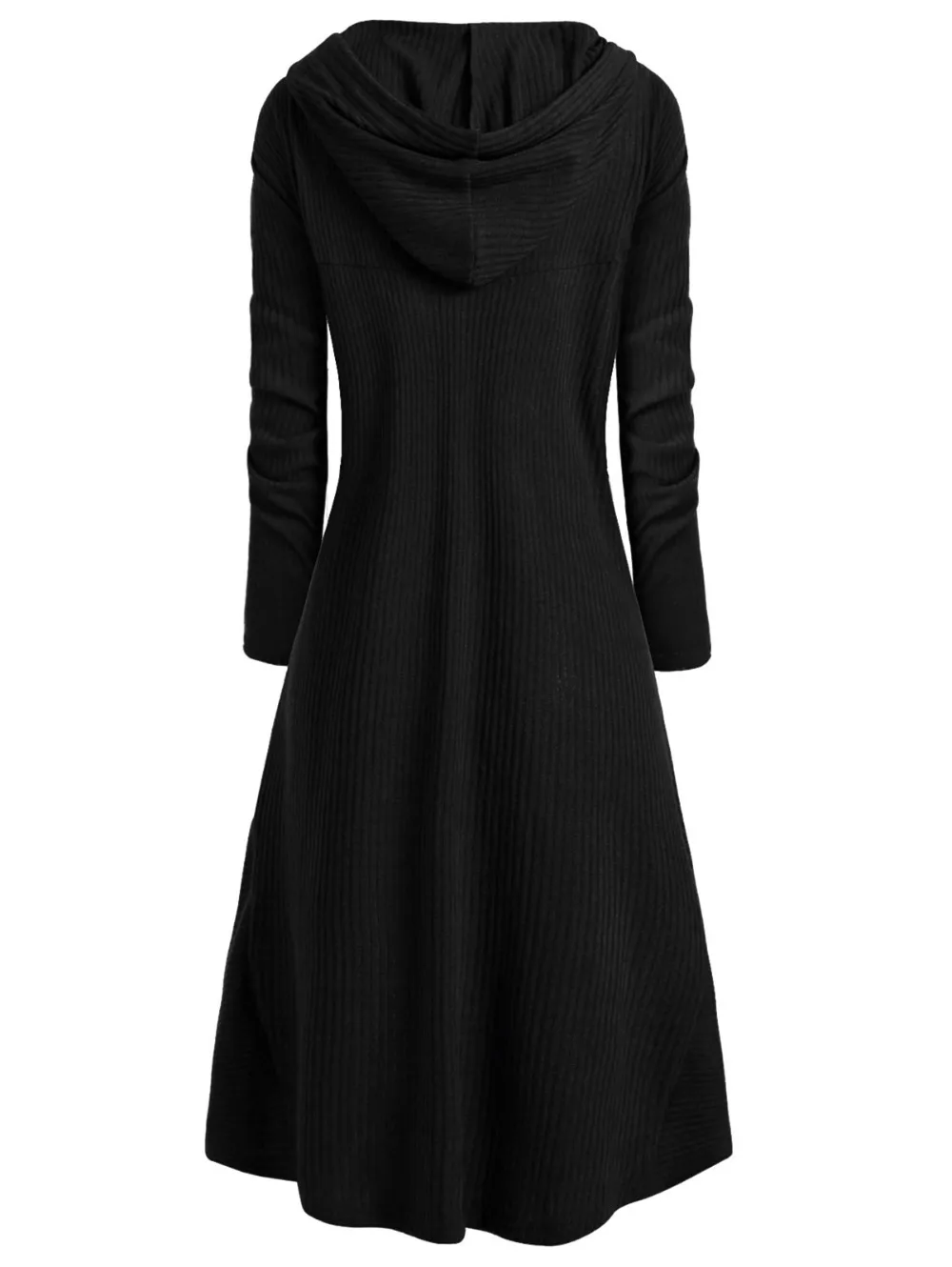 Plus Size High Low Hooded Ribbed Sweater Spring Long Sleeve Drawstring Sweaters Hooded Dresses Pregnant Women Pullovers