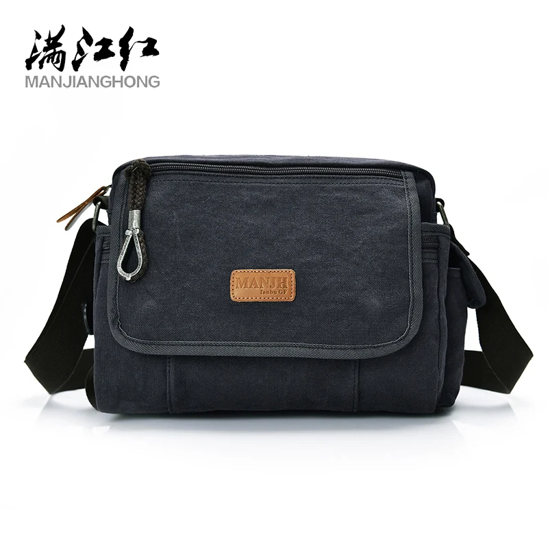 

MANJIANGHONG Men's Bag Fashion Canvas Bag Casual Wild High-Quality Cross-Section Square Package Simple Shoulder Messenger Bag
