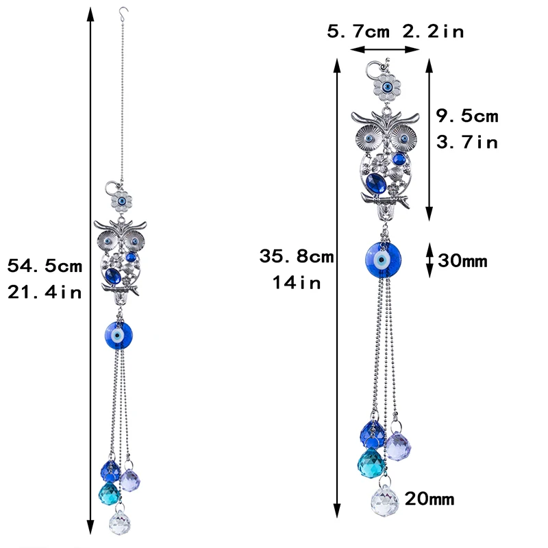 H& D синий Злой Глаз бусина(Назар) Сова Suncatcher амулет настенные Висячие украшения-дома благословение подарок удачи и защиты кулон