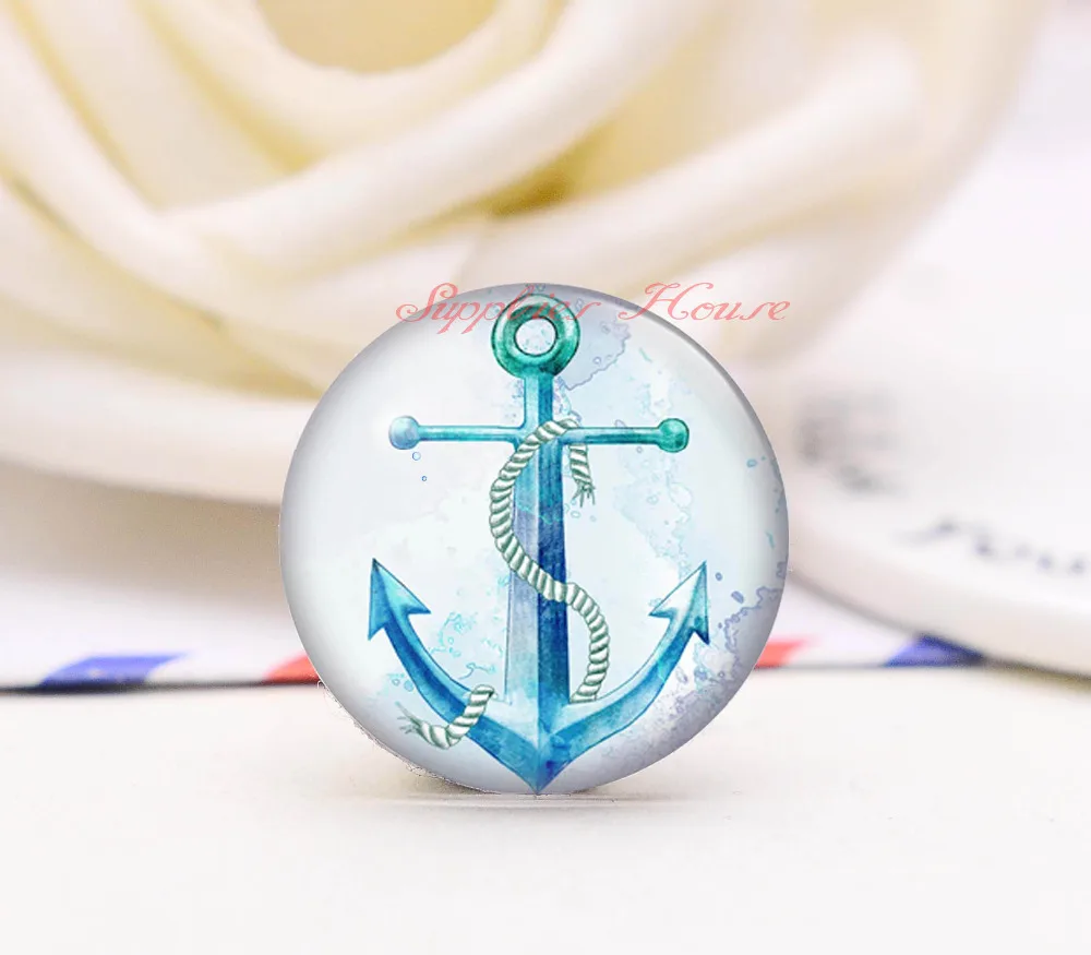 

Стеклянные кабошоны ручной работы с круглым якорем, Ювелирная фурнитура, настройки подвески камеи, (F008-377)