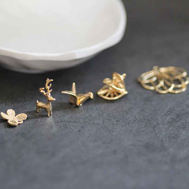6 шт. корейские медные тысячи бумажных журавлей Бабочка Олень серьги для женщин