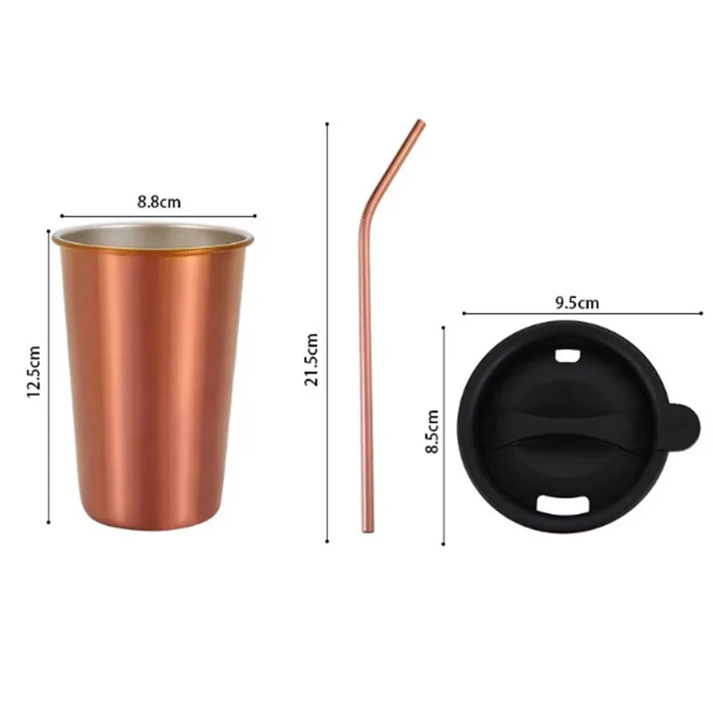 Премиум стакан из нержавеющей стали металлическая соломинка круглая кружка для