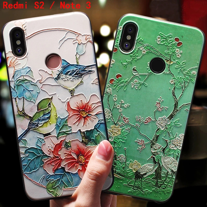 3D чехол-накладка YueTuo для Xiomi Xiaomi Redmi S2 S 2 / Note 3 note3 pro 3pro из Luxury Silicone для задней стороны телефона, с милым рисунком из 360 градусного силикона.