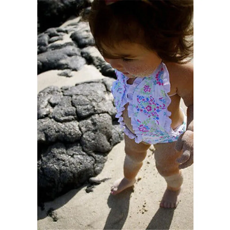 Цельный костюм для маленьких девочек бикини Раздельный Танкини с цветочным