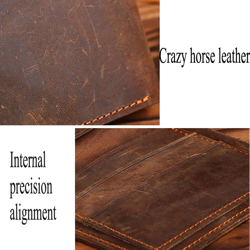 Короткие винтажные мужские кошельки ручной работы кошелек из натуральной