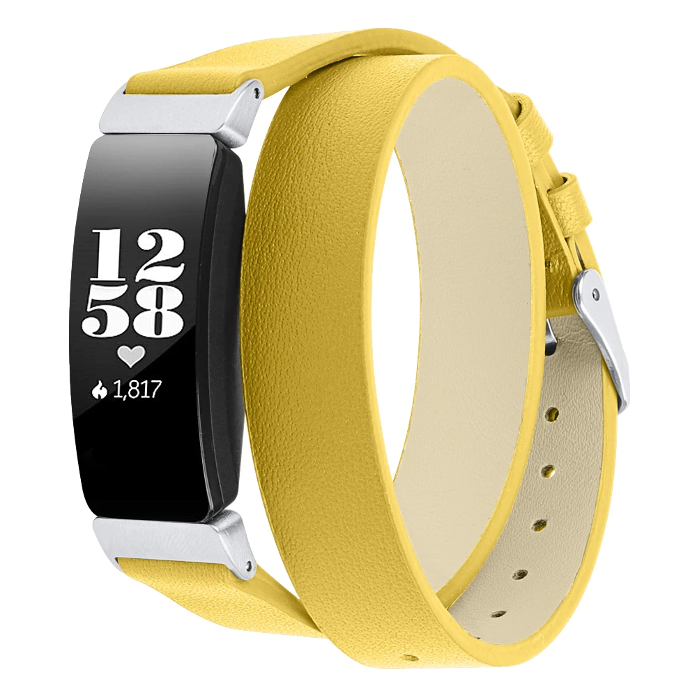 Hero Iand Оригинальные кожаные Наручные Браслеты Для Fitbit Inspire/Inspire Hr полосы двойной обёртки Кожаный Браслет для Fitbit Inspire ремешок
