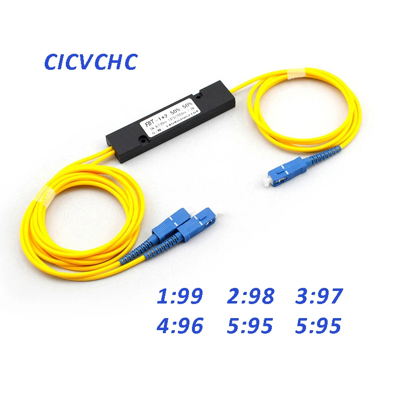 

2pcs FBT 1x2 Coupler - 1310/1550nm -1:99, 2:98, 3:97, 4:96, 5:95 or 6:94 Ratio - SC/UPC - ABS Box -0.5m/Optical Fiber Coupler