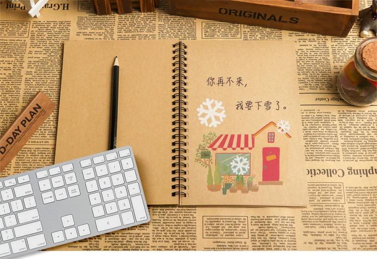 MUJI стиль А5 черная пустая спиральная записная книжка крафт-бумага винтажная Записная книжка Дневник для путешествий filofax планировщик bullet agenda