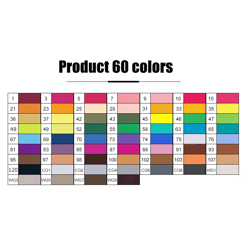 60 Products set TOUCHNEW 30/40/80/168 художественные маркеры на спиртовой основе, двойной наконечник для рисования манги, аниме, скетчей, дизайна - Цвет: 60 Products set