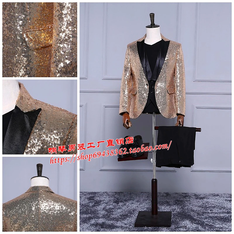 Сценическая певица! Красный синий золотой серебряный блейзер с блестками костюм