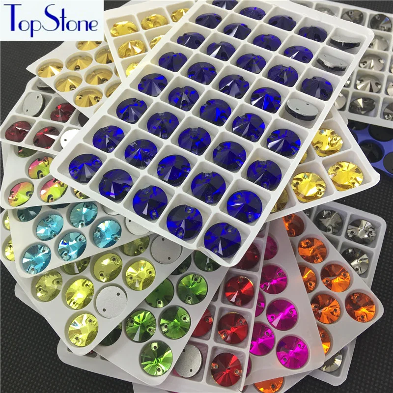 Topstone 14mm 3200 Rivoli Crystal Colors Glass Sew On Rhinestones Sewing Crystals Stones for dress Clothes Crafts Arts | Дом и сад