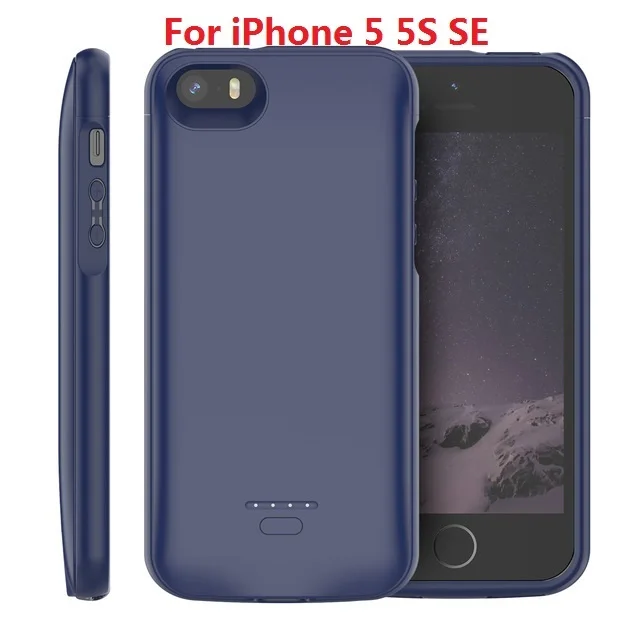 Blue For iPhone 5S Чехол для зарядного устройства для Iphone Se 5se 5 5S, 4000 мАч, внешний аккумулятор, зарядка, внешний аккумулятор, чехол для Iphone 5, 6, 7, 8 X, чехол для аккумулятора - Цвет: Blue For iPhone 5S