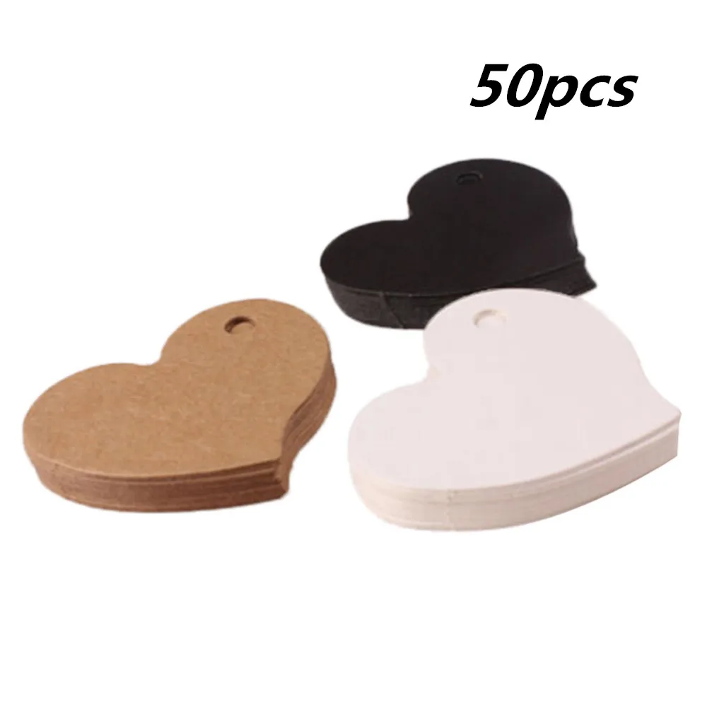 Свадебные пригласительные открытки в форме сердца из крафт бумаги 50 шт.