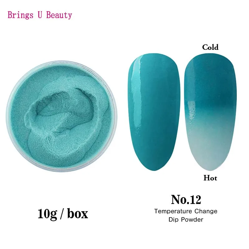 BU-ND064B-W-No12-10g 10 г Новое поступление фантастический блеск изменение температуры Dip порошок показывающий магические цвета эффект без лампы лечение легко натуральный сухой - Цвет: BU-ND064B-W-No12-10g
